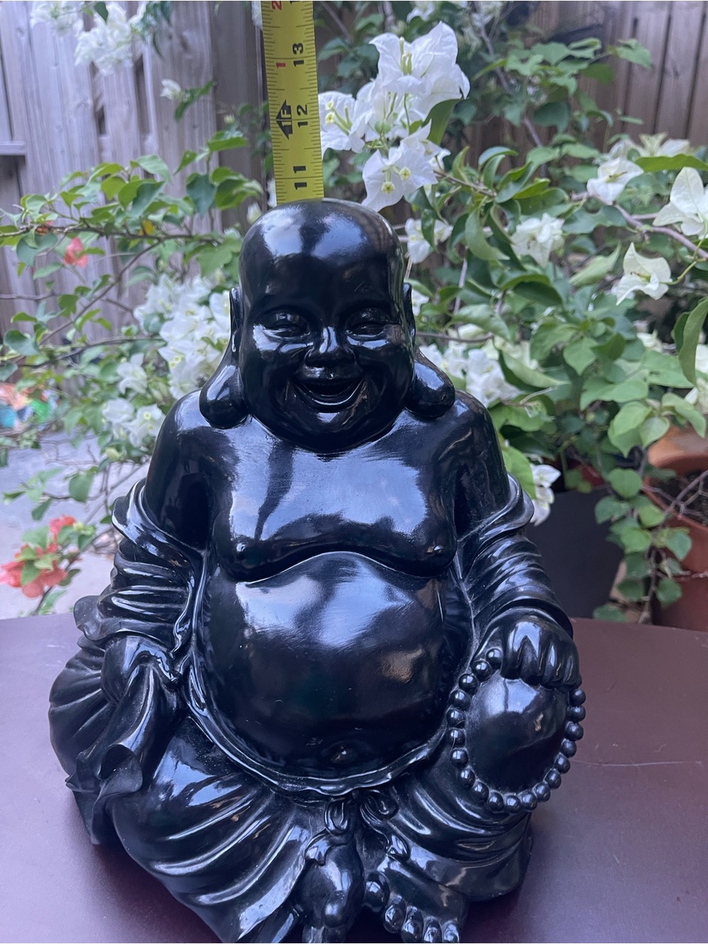 Black Laughing Buddha Figurine - Decorative Home Art - Picture 5 of 8